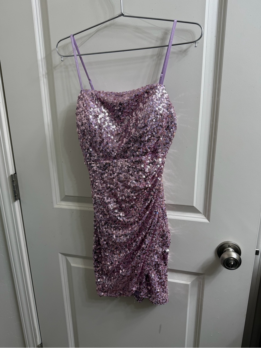 Lavender Sequin Spaghetti Strap Dress